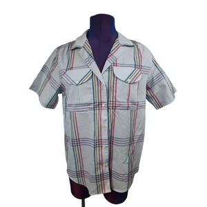 Vintage Dana Alexander Rainbow Plaid Short Sleeve Button Down Size 8 Women's H89